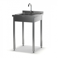 Рукомойник с мойкой цельнотянутой на профиле РМ-П 2 (700х700х870) мойка цельн. вварная 500х500х300, отверстие под смеситель по центру