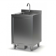 Рукомойник педальный РП (600х600х870) мойка цельн. накладная 400х500х140 (Х подключение), отверстие под смеситель сбоку