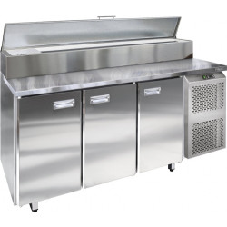 Среднетемпературный холодильный стол для пиццы ФИНИСТ - СХСмпцг-700-3, (-2...+8°С), 3 двери, столешница гранит - интернет-магазин КленМаркет.ру