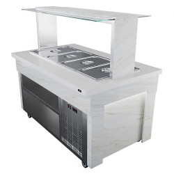 Салат-бар тепловой Luxstahl СБТ-1500 Premium Portal (столешница из искусственного камня) - интернет-магазин КленМаркет.ру