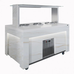 Салат-бар с встроенными электрическими супницами Luxstahl СБС-1500 Premium Portal (столешница из искусственного камня) - интернет-магазин КленМаркет.ру