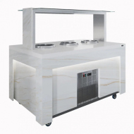 Салат-бар с встроенными электрическими супницами Luxstahl СБС-1500 Premium Portal (столешница из искусственного камня)