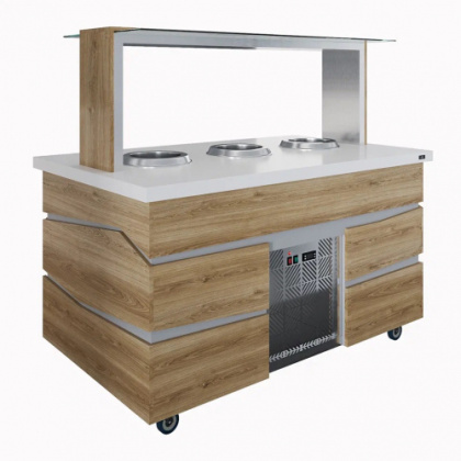 Салат-бар с встроенными электрическими супницами Luxstahl СБС-1500 Premium Zigzag (столешница из искусственного камня) - интернет-магазин КленМаркет.ру