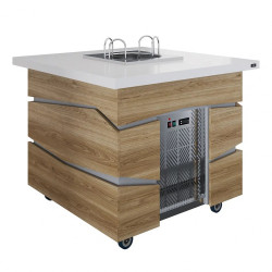 Салат-бар под диспенсеры тарелок Luxstahl СБД-1000 Premium Zigzag (столешница из искусственного камня) - интернет-магазин КленМаркет.ру