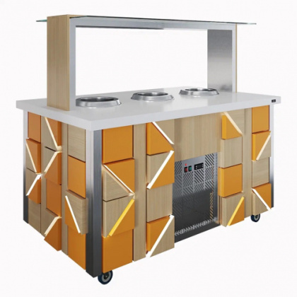 Салат-бар с встроенными электрическими супницами Luxstahl СБС-1500 Premium Pixel (столешница из искусственного камня) - интернет-магазин КленМаркет.ру