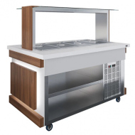 Салат-бар тепловой Luxstahl СБТ-1500 Premium Eco Wood (столешница из искусственного камня)