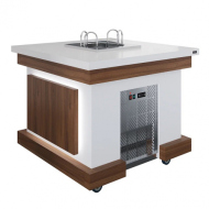 Салат-бар под диспенсеры тарелок Luxstahl СБД-1000 Premium Eco Wood (столешница из искусственного камня)