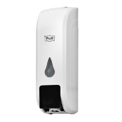 Дозатор для жидкого мыла пластиковый puff-8104 белый с черной кнопкой 350 мл - интернет-магазин КленМаркет.ру