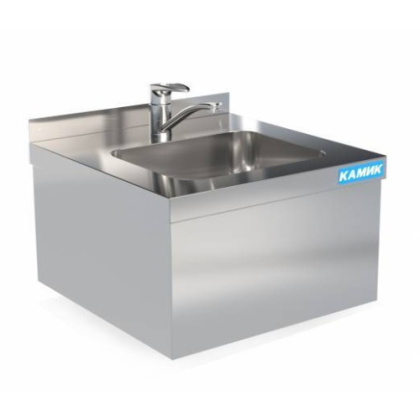 Рукомойник КАМИК из нержавеющей стали настенный (смеситель в комплекте) 390х390х260 мм - интернет-магазин КленМаркет.ру